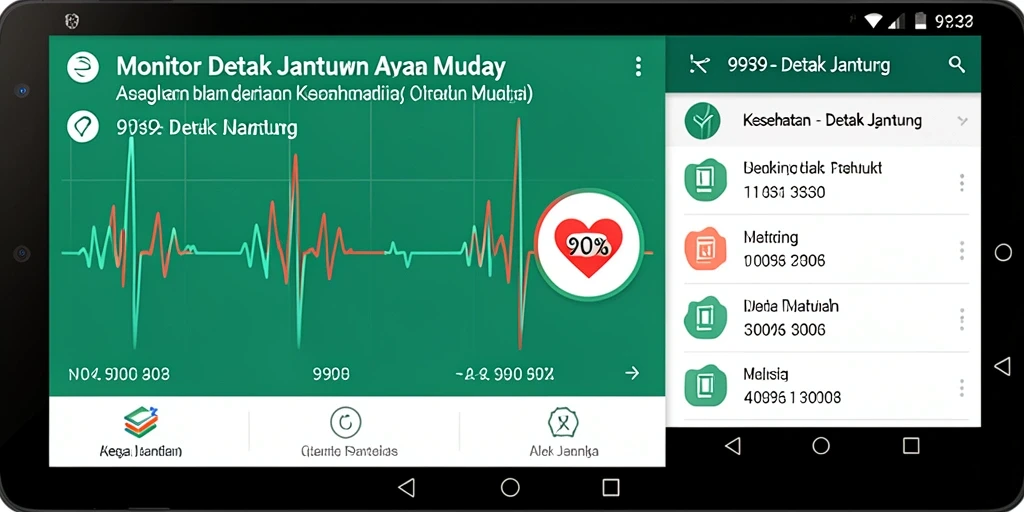 Antarmuka aplikasi 9939 yang intuitif untuk pemantauan detak jantung.