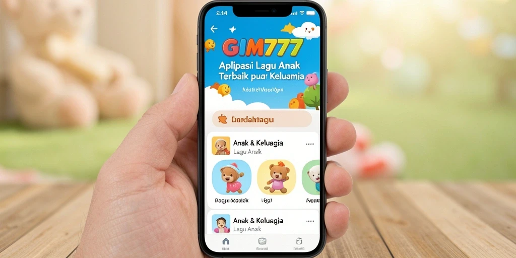 Tampilan antarmuka GIM777 yang ramah anak dengan berbagai pilihan lagu.