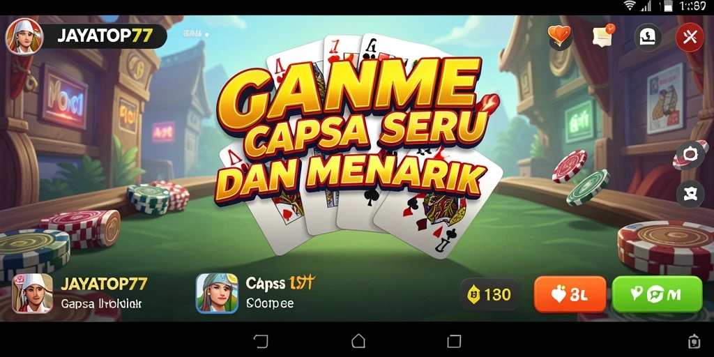 Tampilan antarmuka menarik dari game Capsa JAYATOP77.