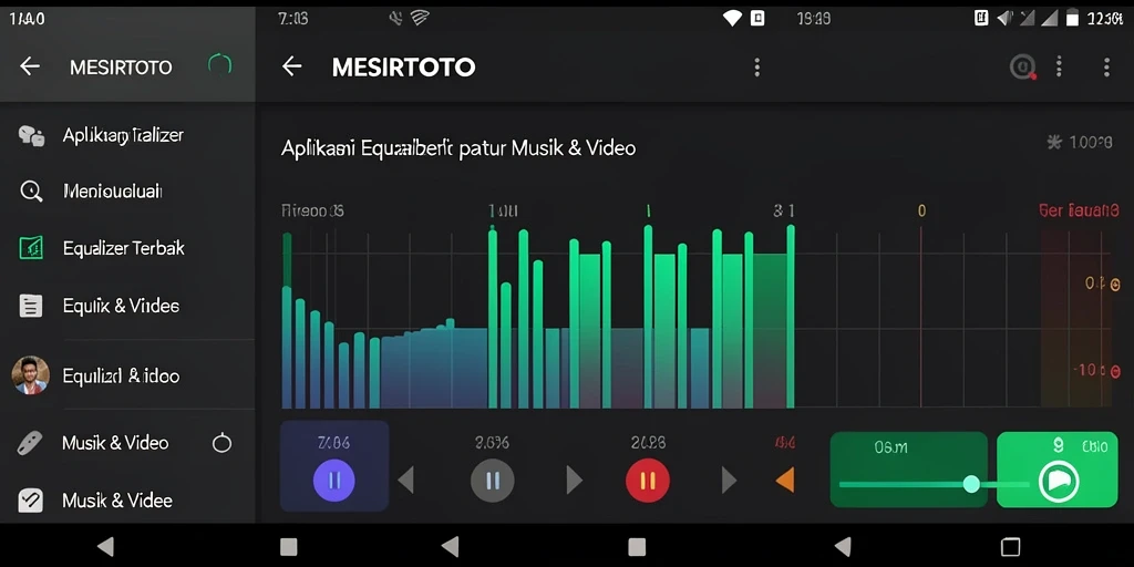 Screenshot antarmuka MESIRTOTO menunjukkan pengaturan Equalizer yang intuitif.